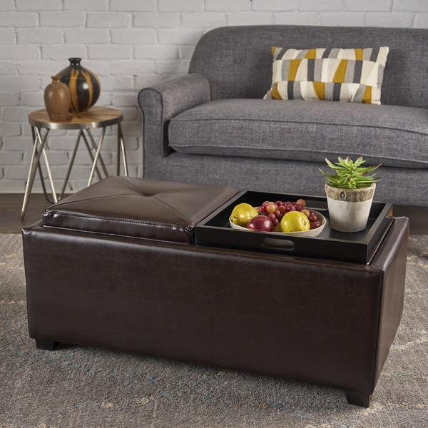 Gdf Studio Kenwell 2-Tray-Top Storage Ottoman Coffee Table