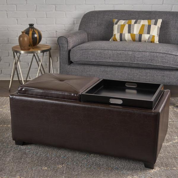 Gdf Studio Kenwell 2-Tray-Top Storage Ottoman Coffee Table