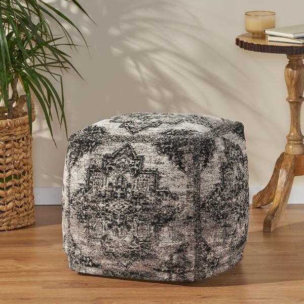 Gdf Studio Keonte Hand Loomed Boho Fabric Cube Pouf