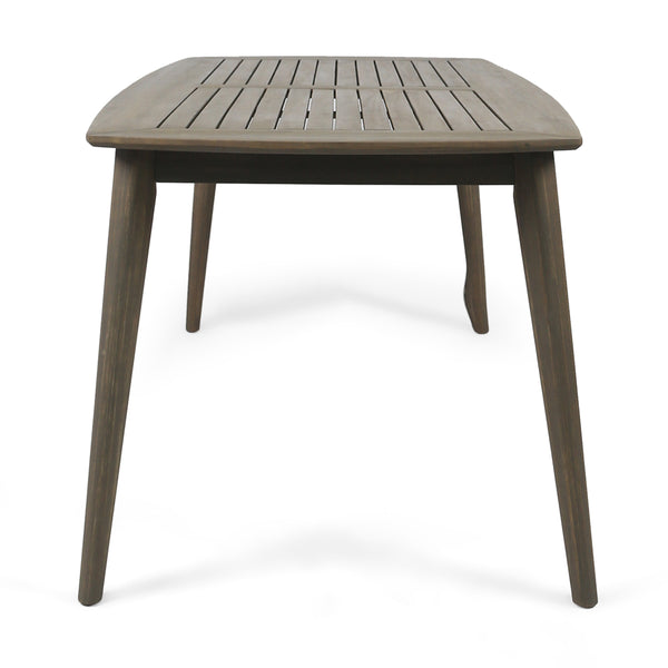 Gdf Studio Kerk Outdoor 7 Piece Wood And Wicker Dining Set Gray And Gray