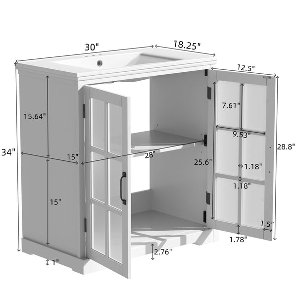 Gdf Studio Kestrel Modern Bathroom Vanity With Ceramic Sink Bathroom Vanity Cabinet