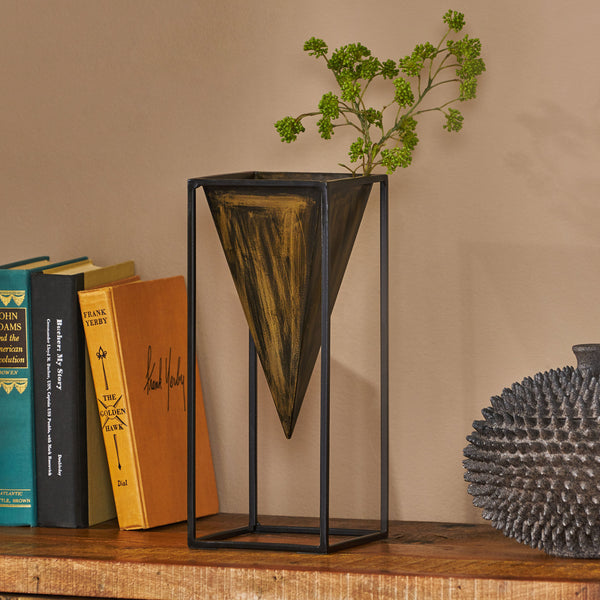 gdf studio Keyser Handcrafted Iron Decorative Frame Vase