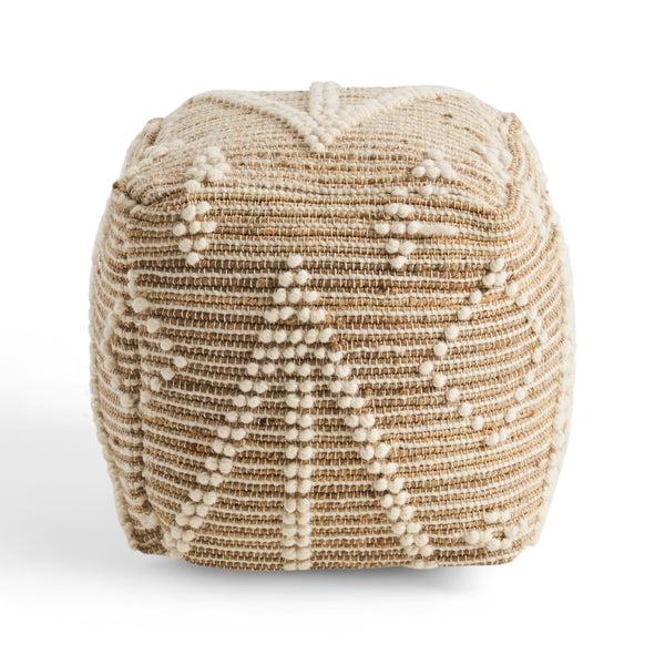Gdf Studio Khalila Boho Wool And Cotton Ottoman Pouf