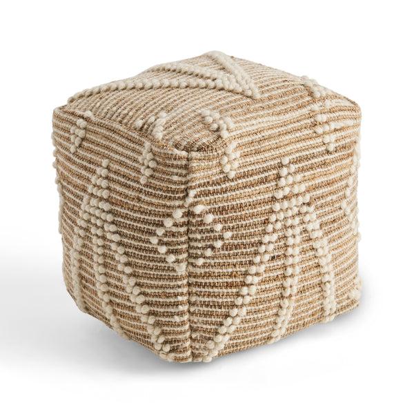 gdf studio Khalila Boho Wool and Cotton Ottoman Pouf