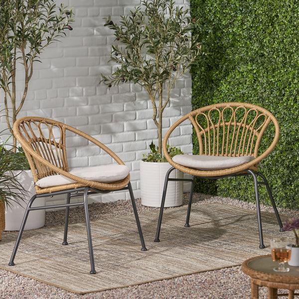 Gdf Studio Kiante Outdoor Wicker Chair With Cushion (Set Of 2)