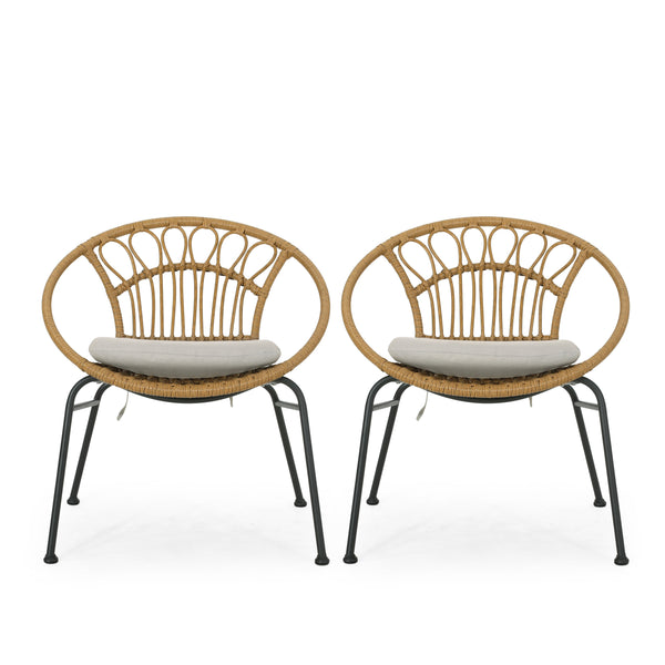 gdf studio Kiante Outdoor Wicker Chair with Cushion (Set of 2)