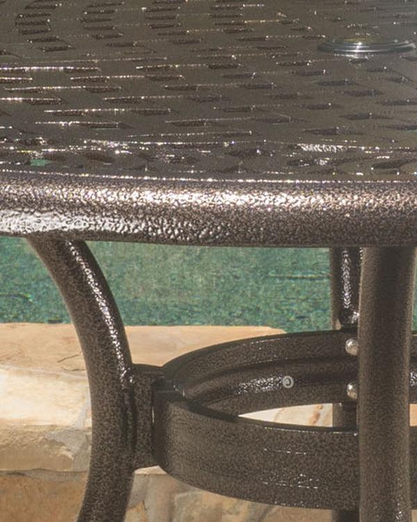 Gdf Studio Kiawah Outdoor Circular Bronze Cast Aluminum Dining Table With Umbrella Hole
