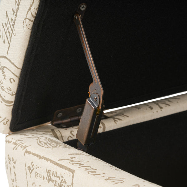 Gdf Studio Kingsbury Fabric Storage Ottoman Bench With French Script