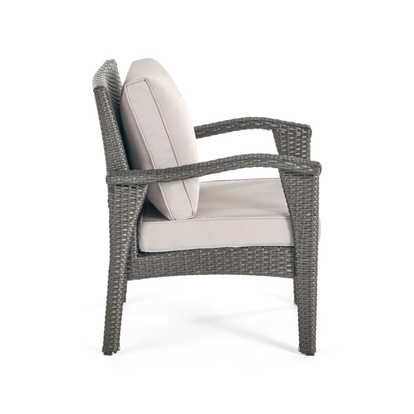Gdf Studio Kinnick Outdoor 4 Seater Wicker Chat Set With Fire Pit