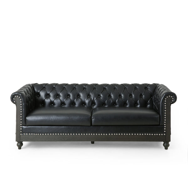 Gdf Studio Kinzie Chesterfield Tufted 3 Seater Sofa With Nailhead Trim