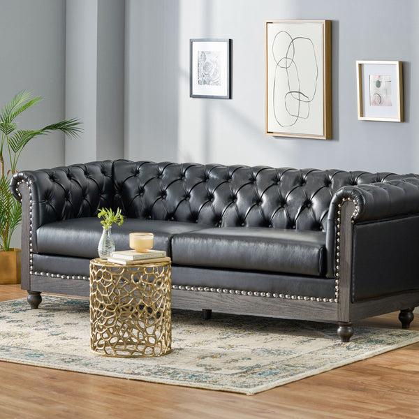 gdf studio Kinzie Chesterfield Tufted 3 Seater Sofa with Nailhead Trim