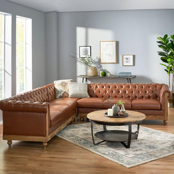 gdf studio Kinzie Chesterfield Tufted 7 Seater Sectional Sofa with Nailhead Trim