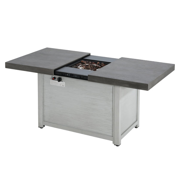 Gdf Studio Kirathira Extendable Rectangle Aluminum Fire Pit Table 50 000BTU