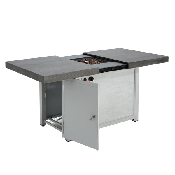 Gdf Studio Kirathira Extendable Rectangle Aluminum Fire Pit Table 50 000BTU