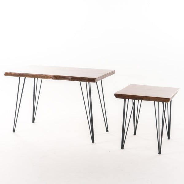 gdf studio Kirkham Mid Century Natural Finish Faux Live Edge Firwood Desk Set