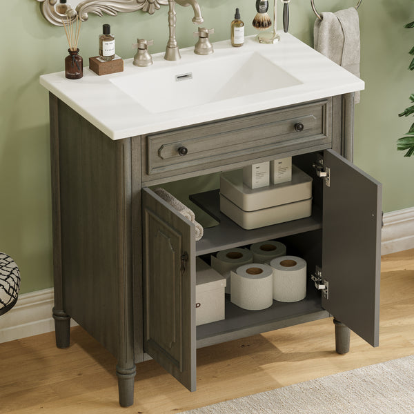 Gdf Studio Kizzo 31" Vintage Bathroom Vanity With Sink Rustic Bathroom Cabinet
