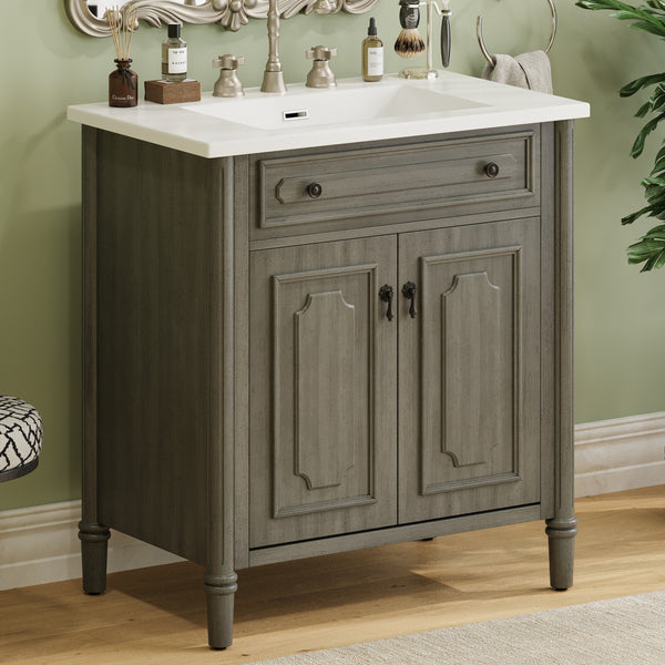 gdf studio Kizzo 31" Vintage Bathroom Vanity with Sink Rustic Bathroom Cabinet