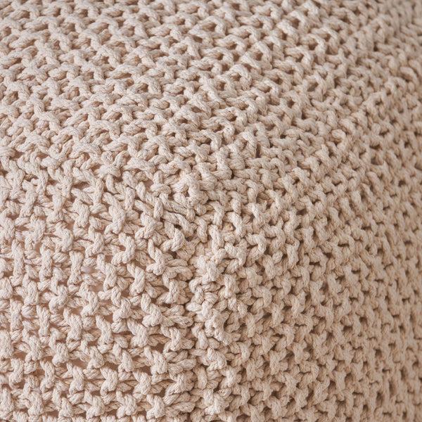 Gdf Studio Knox Modern Boho Hand-Knitted Cotton Thread Pouf Foot Stool