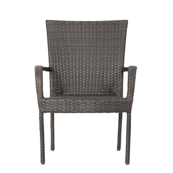 Gdf Studio Kory Outdoor 5pc Multibrown Wicker Square Dining Set