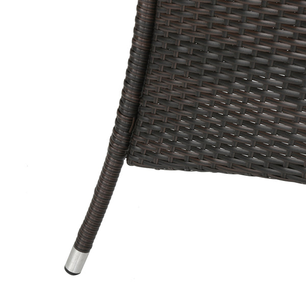 Gdf Studio Kory Outdoor 7-Piece Multi-Brown Wicker Dining Set With Umbrella Hole