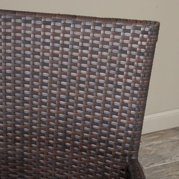 Gdf Studio Kory Outdoor 7pc Multibrown Wicker Round Dining Set