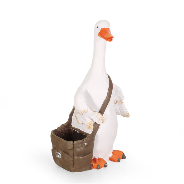 Gdf Studio Krass Outdoor Decorative Goose Planter White And Brown