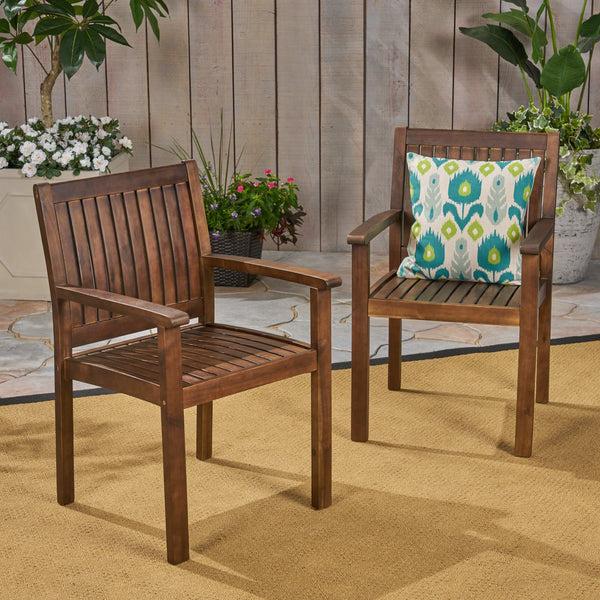 Gdf Studio Kylan Outdoor Acacia Wood Dining Chairs (Set Of 2)