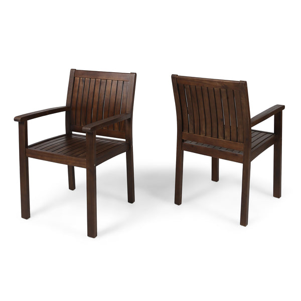 gdf studio Kylan Outdoor Acacia Wood Dining Chairs (Set of 2)