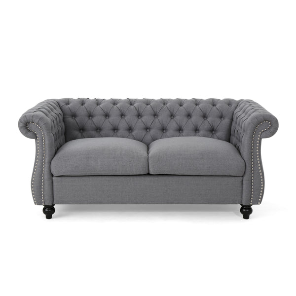 Gdf Studio Kyle Traditional Chesterfield Fabric Loveseat Sofa
