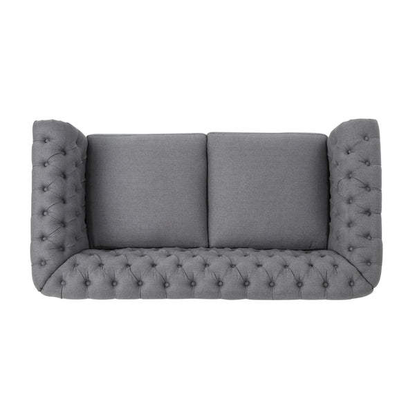 Gdf Studio Kyle Traditional Chesterfield Fabric Loveseat Sofa