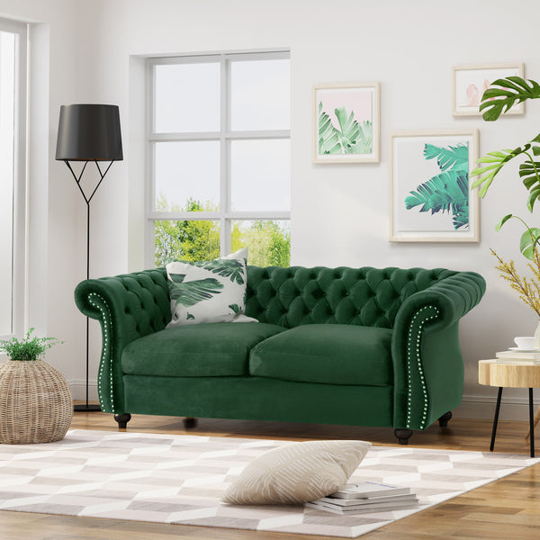Gdf Studio Kyle Traditional Chesterfield Velvet Loveseat Sofa