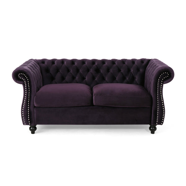 Gdf Studio Kyle Traditional Chesterfield Velvet Loveseat Sofa