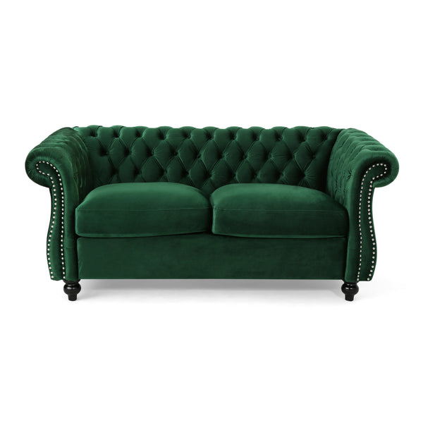 gdf studio Kyle Traditional Chesterfield Velvet Loveseat Sofa