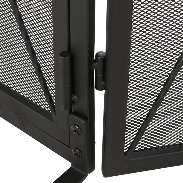 Gdf Studio Kyomi Modern Iron Folding Fireplace Screen With Door