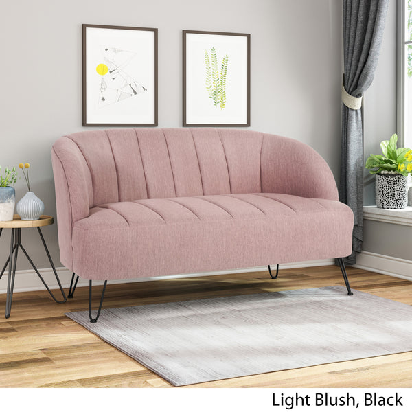 Gdf Studio Kyra Modern Fabric Settee With Hairpin Legs