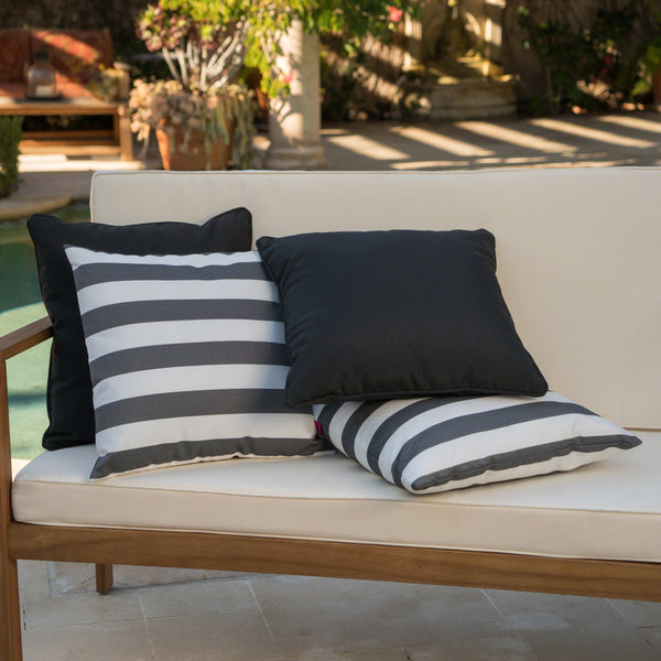 Gdf Studio La Jolla Outdoor Striped Water Resistant Square Throw Pillows - Set Of 4