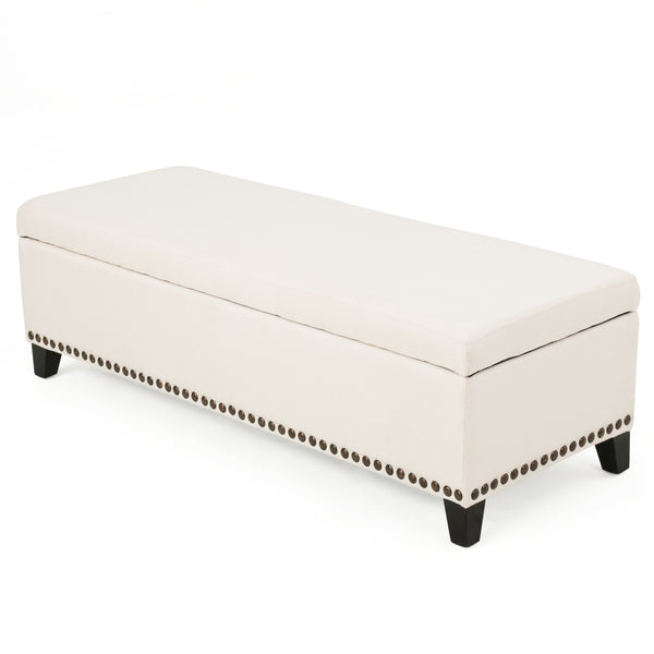 gdf studio Labella Contemporary Fabric Upholstered Storage Ottoman with Nailhead Trim