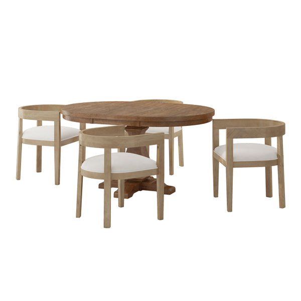 Gdf Studio Ladieu Fabric Upholstered Wood 5 Piece Dining Set