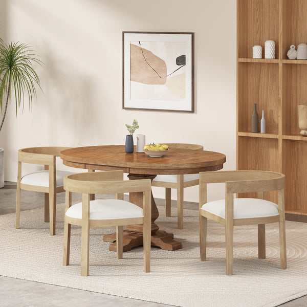 Gdf Studio Ladieu Fabric Upholstered Wood 5 Piece Dining Set