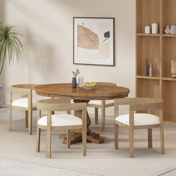 gdf studio Ladieu Fabric Upholstered Wood 5 Piece Dining Set