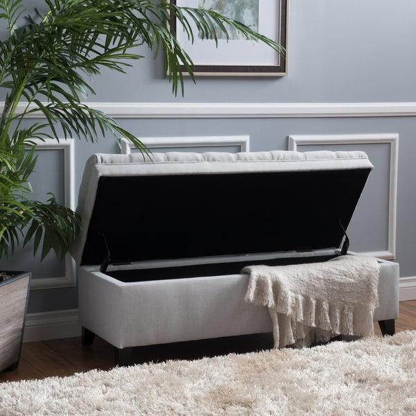 Gdf Studio Laguna French Style Tufted Fabric Storage Ottoman Bench