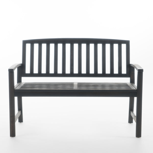gdf studio Laguna Outdoor Rustic Acacia Wood Bench with Open Slat Backrest