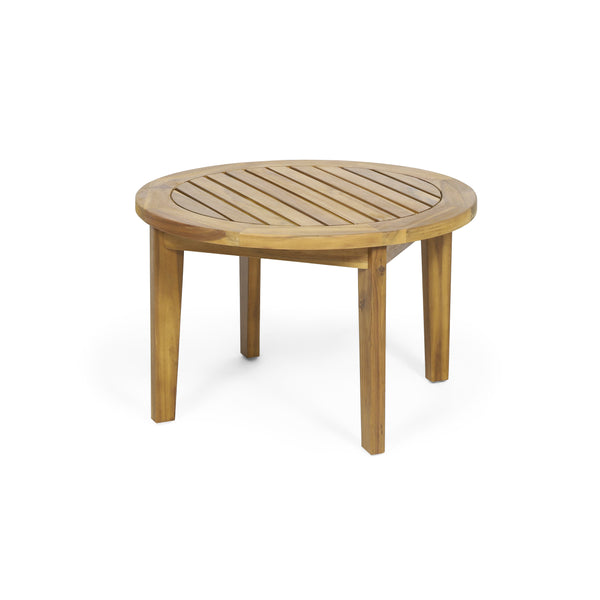 Gdf Studio Laiah Outdoor 2 Seater Wooden Chat Set With Round Coffee Table