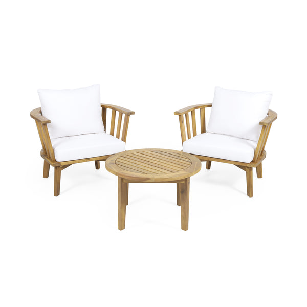 gdf studio Laiah Outdoor 2 Seater Wooden Chat Set with Round Coffee Table