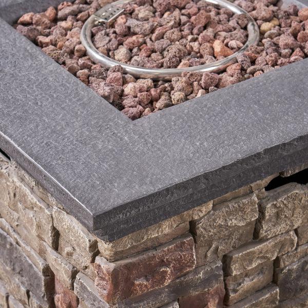 Gdf Studio Laiah Outdoor 4 Piece Wicker Club Chair Chat Set With Stone Finished Fire Pit