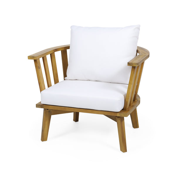 Gdf Studio Laiah Outdoor Wooden Chat Set With Rectangular Coffee Table