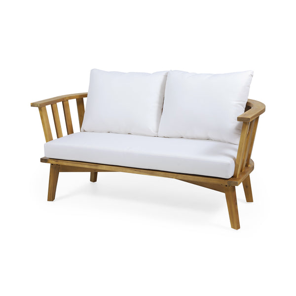 Gdf Studio Laiah Outdoor Wooden Loveseat And Coffee Table Set