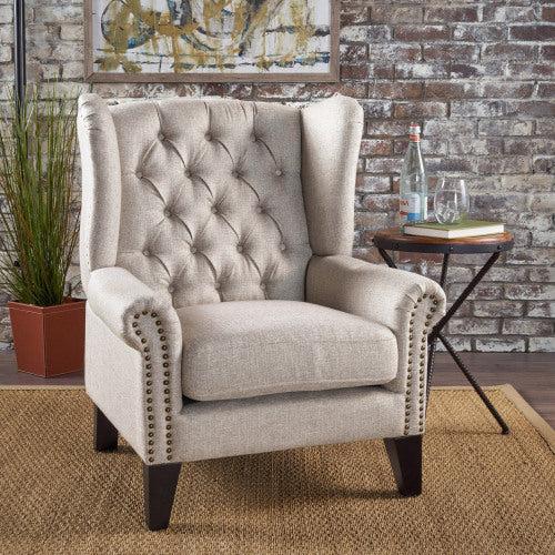 Gdf Studio Lainie Traditional Tufted Winged Fabric Accent Chair