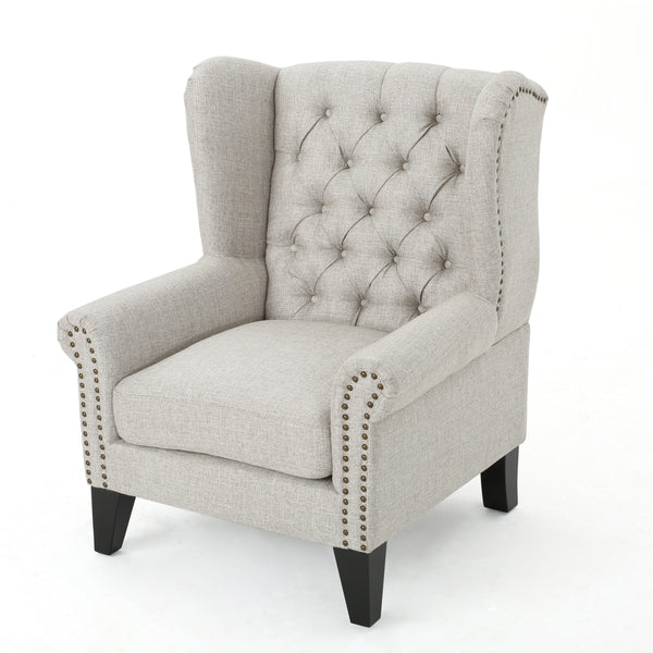 Gdf Studio Lainie Traditional Tufted Winged Fabric Accent Chair
