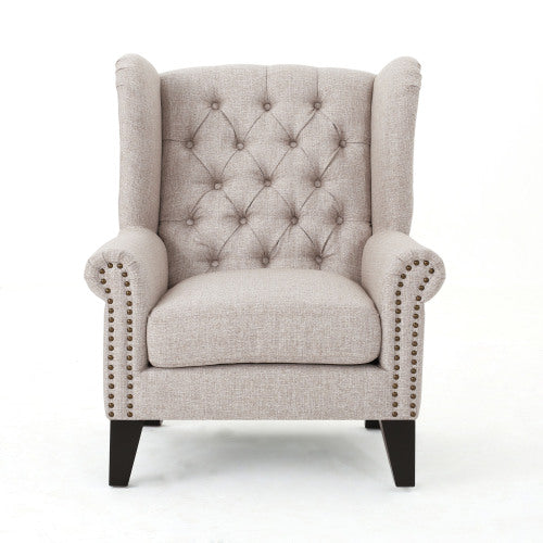 gdf studio Lainie Traditional Tufted Winged Fabric Accent Chair